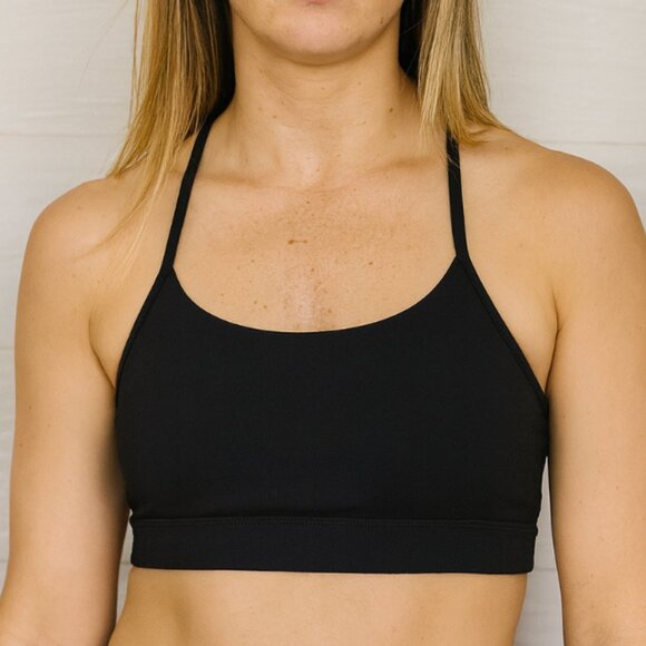 Stori Black Strappy Back Sports Bra Size Small Activewear Yoga Gym Crop Top - Picture 1 of 4
